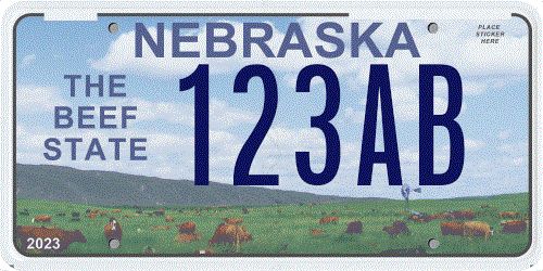Sample of the Nebraska beef state license plate