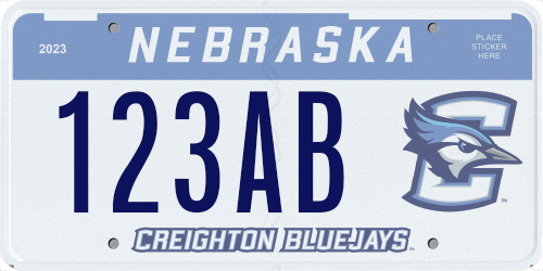 sample Nebraska Creighton License plate