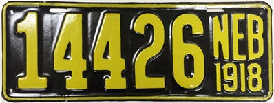 Nebraska license plate from 1918