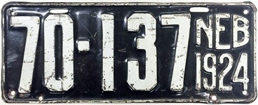 Nebraska license plate from 1924