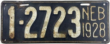 Nebraska license plate from 1928