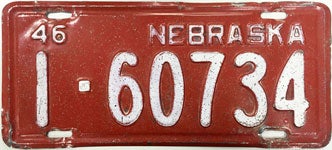 Nebraska license plate from 1946
