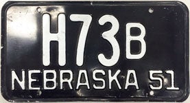 Nebraska license plate from 1951