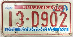 Nebraska license plate from 1976 - 1983