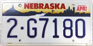 Nebraska license plate from 1993 - 1995