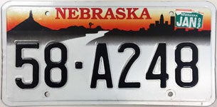 Nebraska license plate from 1996 - 1998