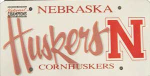 Nebraska Husker license plate from 1997-1999
