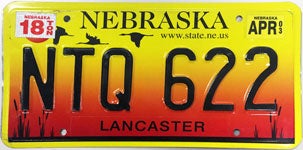 Nebraska license plate from 2002-2004