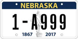 Nebraska license plate from 2017-2022