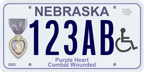Nebraska Purple Heart Handicap License Plate