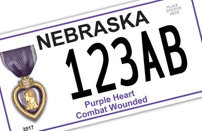 Nebraska Purple Heart license plate