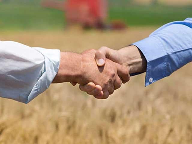 handshake in a field