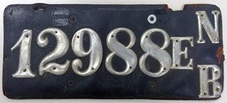 Nebraska license plate from 1903-1914