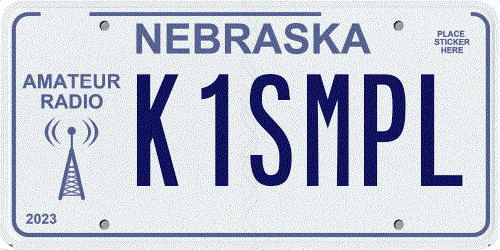 Nebraska Amateur Radio license plate example