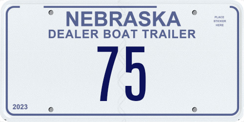 Sample Nebraska Boat Dealer Trailer license plate