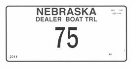 Sample Nebraska Boat Dealer license plate
