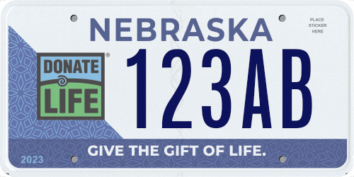 Sample Donate Life license plate