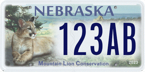 Sample Nebraska Mountain Lion Conservation license plate