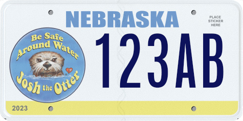 Sample Josh the Otter Be Safe Around Water license plate
