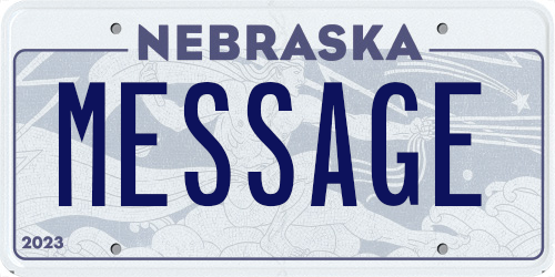 Sample Nebraska standard issue message plate