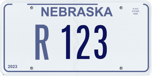 Sample Nebraska Repossession license plate