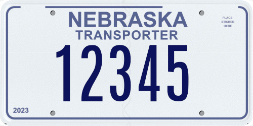 Sample Nebraska Transporter license plate