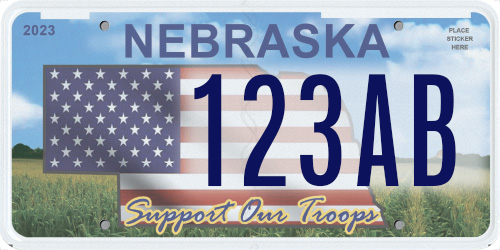 Sample Support our Troops license plate