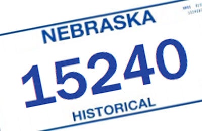Nebraska Historical license plate