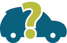 blue car icon with a green "?" on top of it